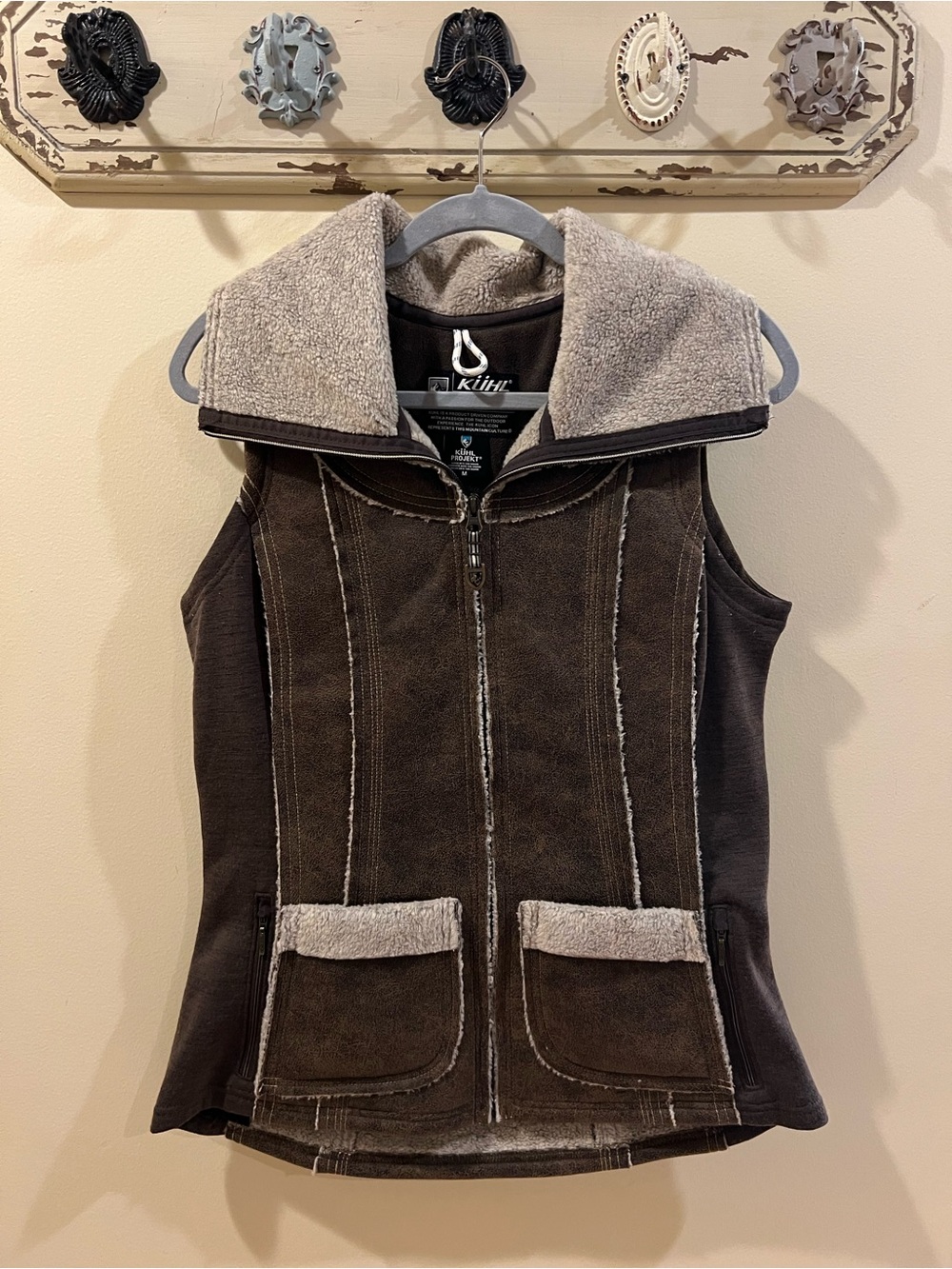 Kuhl Brown Faux-Shearling Trim Zip-Front Vest